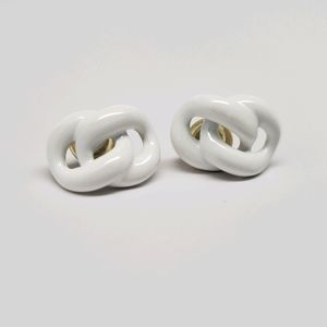 Knotted white earrings